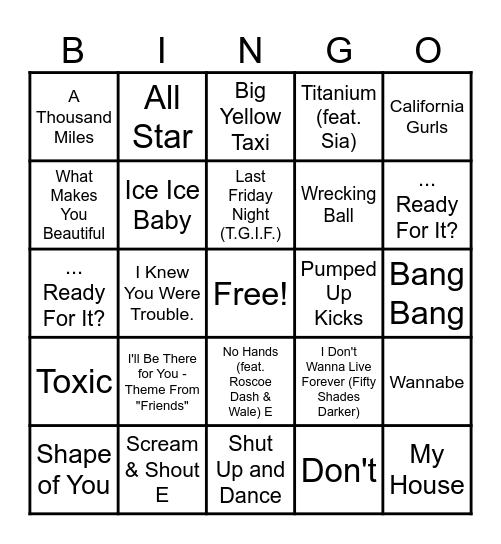 Music Bingo Card