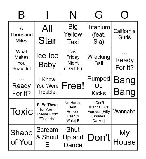 Music Bingo Card