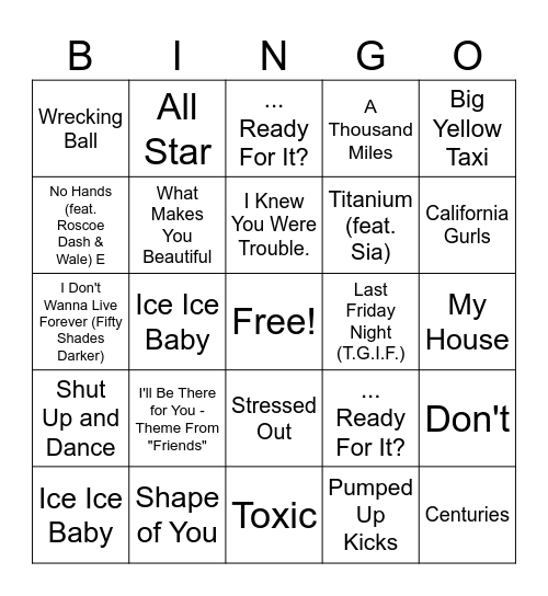 Music Bingo Card