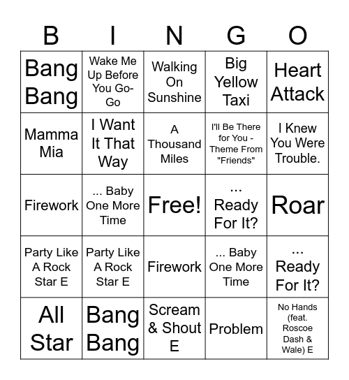 Music Bingo Card