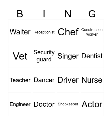 Jobs Bingo Card