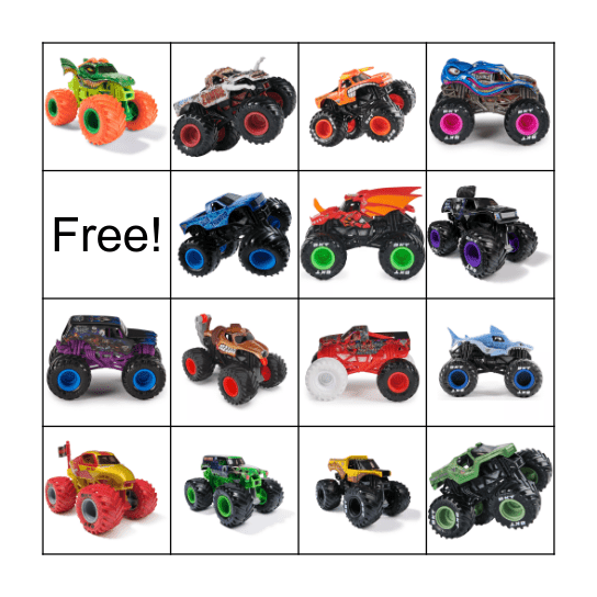 Monster Jam Bingo Card