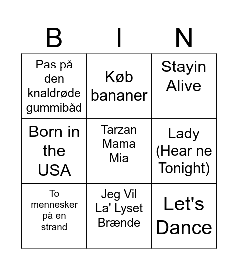 Musik Banko Bingo Card