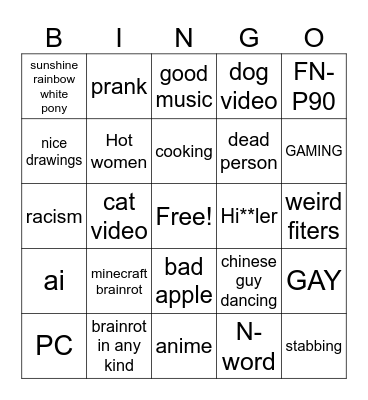 chinese tiktok speedrun Bingo Card