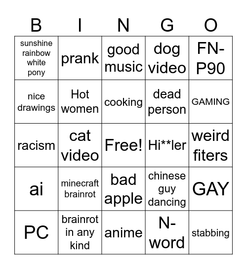 chinese tiktok speedrun Bingo Card
