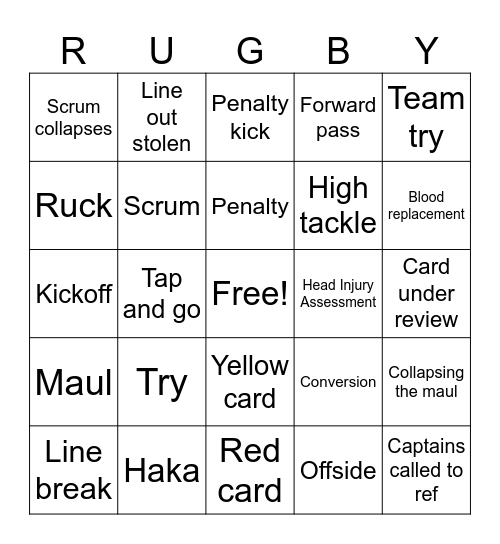 RWC 2025 Bingo Card