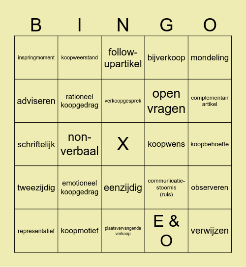 Service & Sales Bingo Card