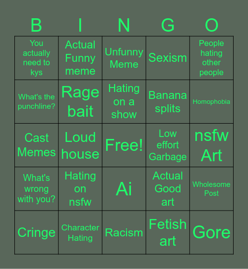 Ultimate Deviantart Bingo Card