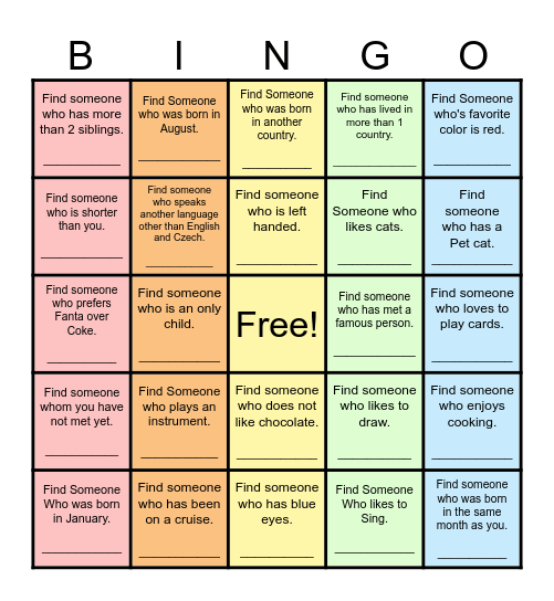 Find Someone Who... Bingo Card