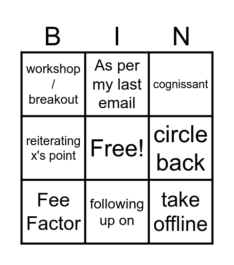 Consultancy Bingo Card