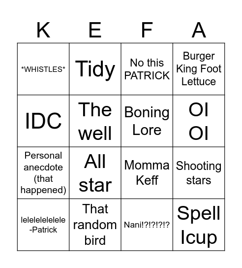 Memes bingo Card