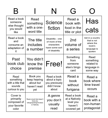 Snappie's reading bing Bingo Card