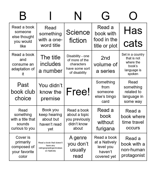 Snappie's reading bing Bingo Card