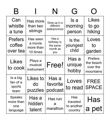 St George Bingo Card