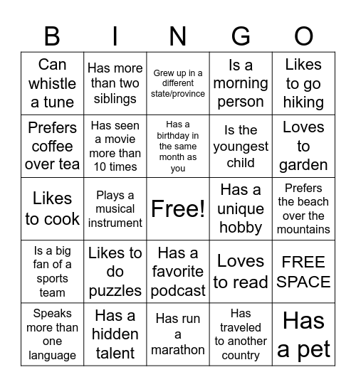 St George Bingo Card