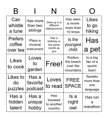 St George Bingo Card