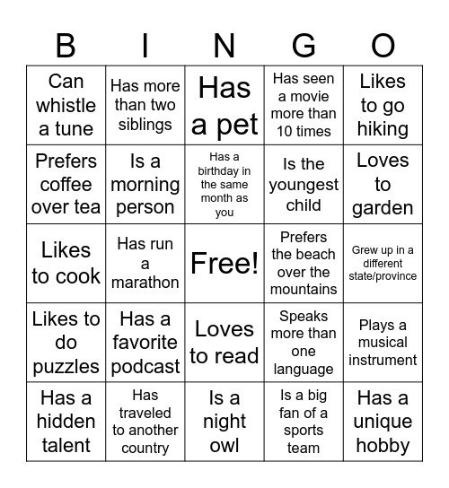 St George Bingo Card