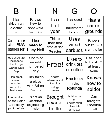 POWER BINGO Card