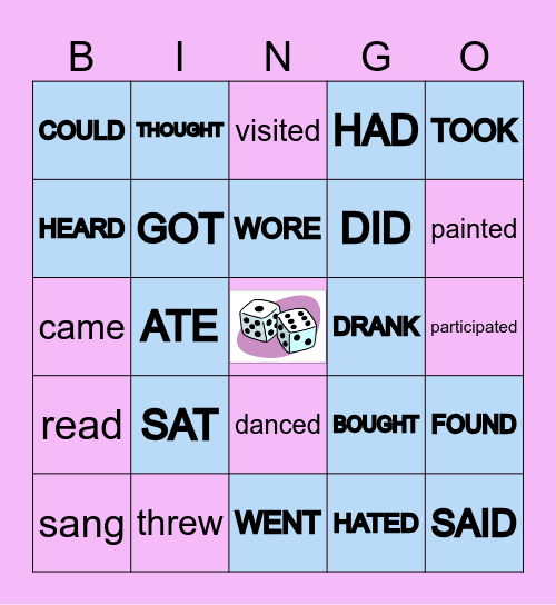 Regular and Irregular Verbs in the Past Bingo Card