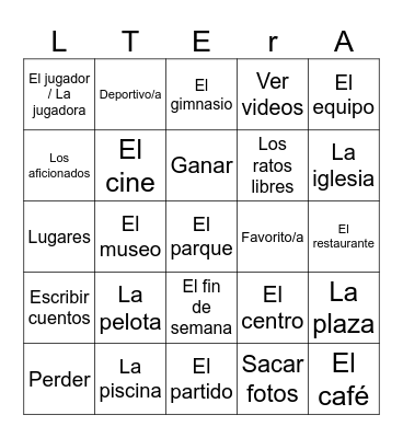 Deportes y pasatiempos Bingo Card