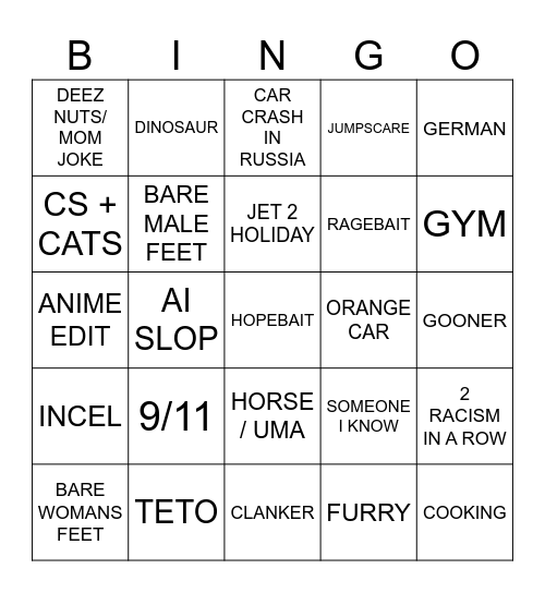 IG 9/10 Bingo Card