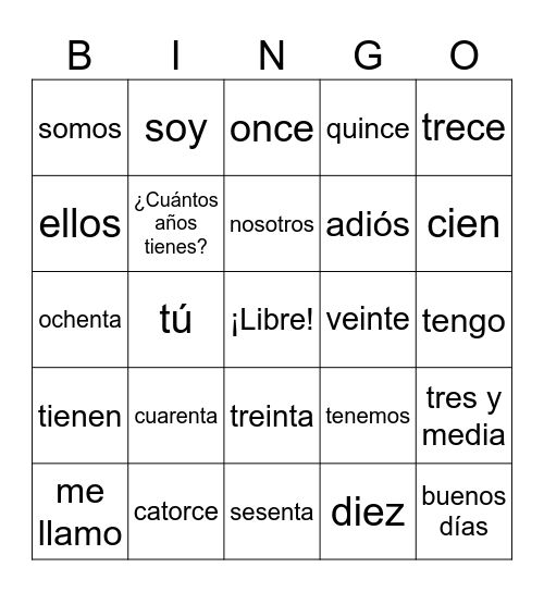 Repaso A Bingo Card