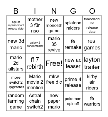 Untitled Bingo Card
