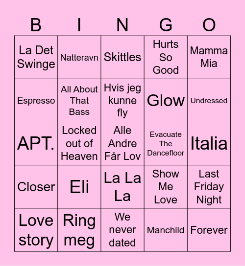 SYNG PÅ STAVANGERSK Bingo Card