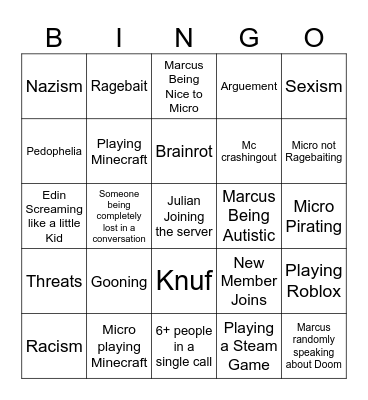 Nah We Illegal Bingo Card Bingo Card