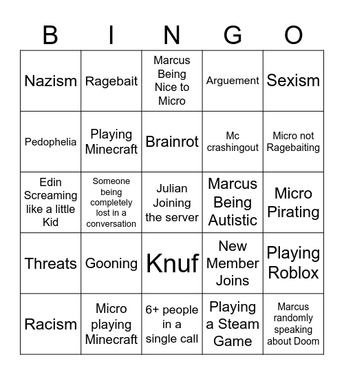 Nah We Illegal Bingo Card Bingo Card