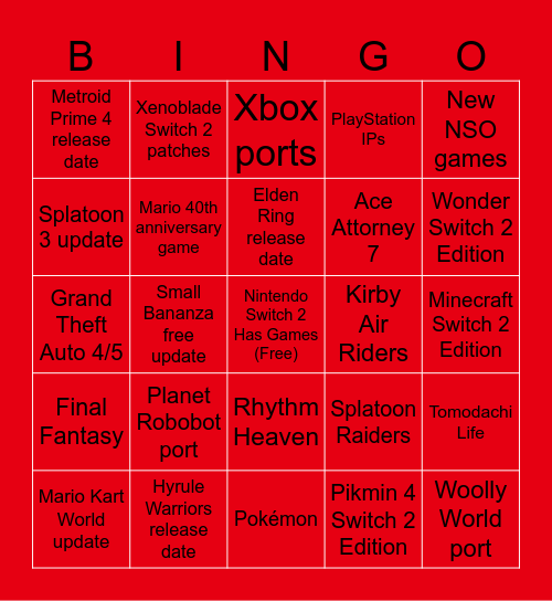 DIRECT BABEY Bingo Card