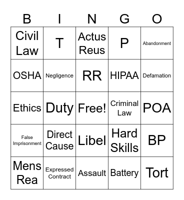 Chapter 5 Bingo Card