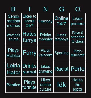 Idfk Bingo Card