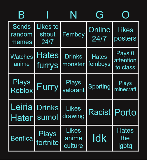 Idfk Bingo Card