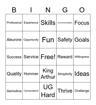 Mission Possible Bingo Card
