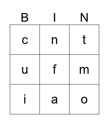 Lowercase Alphabet Bingo Card