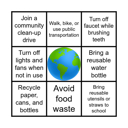 CLIMATE ACTION BINGO CARD Bingo Card