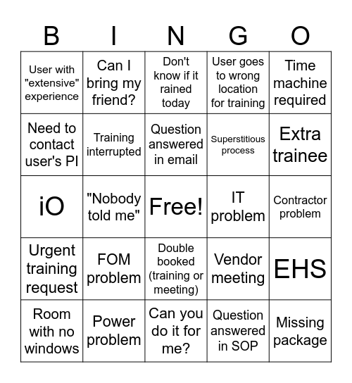 SEA Bingo Card