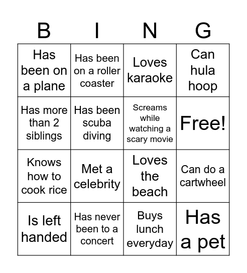 Bingo Bingo Card