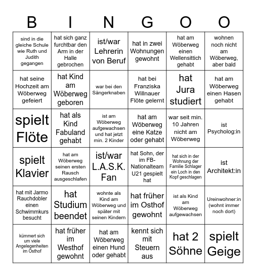 50 Jahre Wöberweg Bingo Card