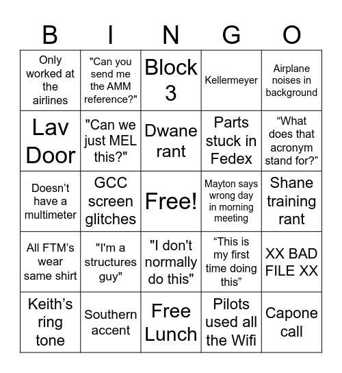 FTM WEEKLY Bingo Card