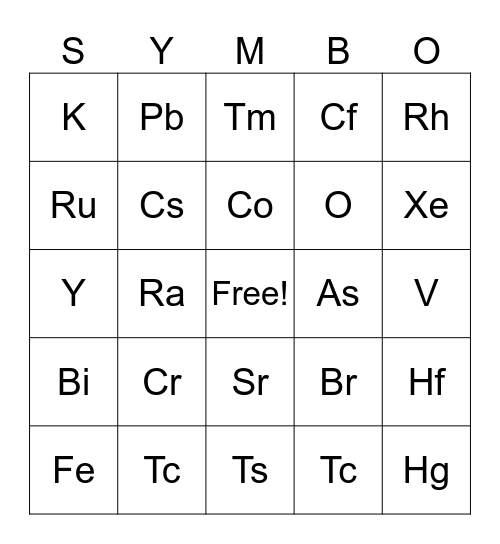 Symbo Card Bingo Card