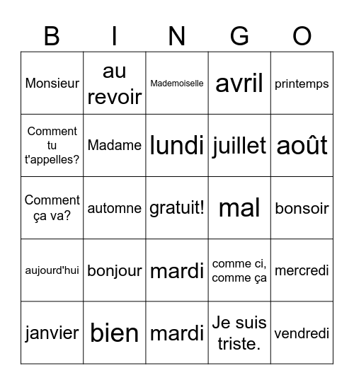 Malina Davis Bingo Card
