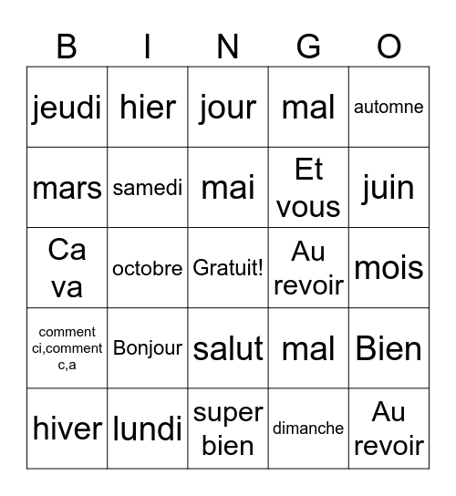 Nicole Valentin Bingo Card