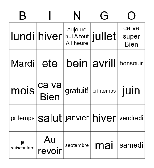 Wilson Zheng Bingo Card