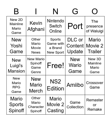Nintendo Direct: 9/12/2025 - Mario 40th Bonus Bingo Card