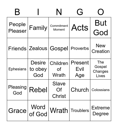 Pastor's Bingo Card