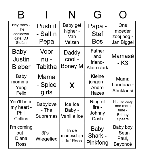 Linda's Babyshower Bingo Card