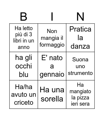 Getting to Know Each Other Bingo Card