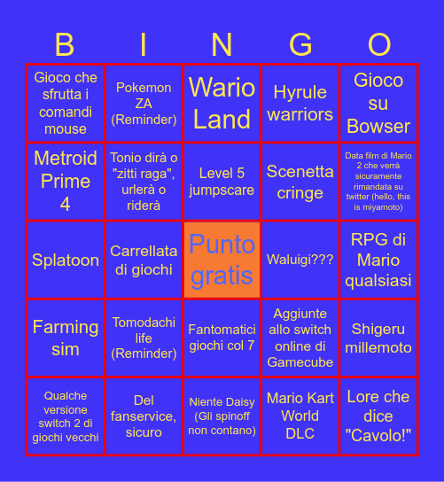 Direct generale della menghia Bingo Card